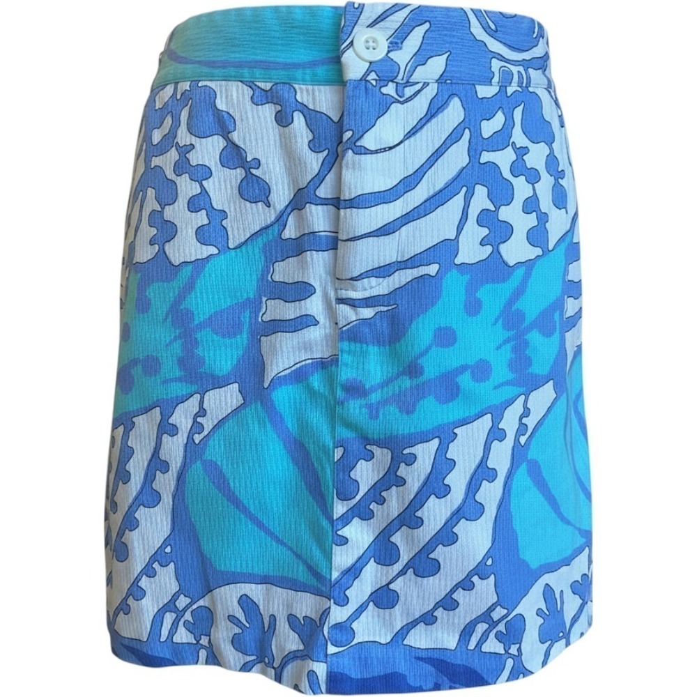 Tori Richard Womens Blue Turquoise Tropical Cotton Dobby Mini Skirt 8 Hawaii